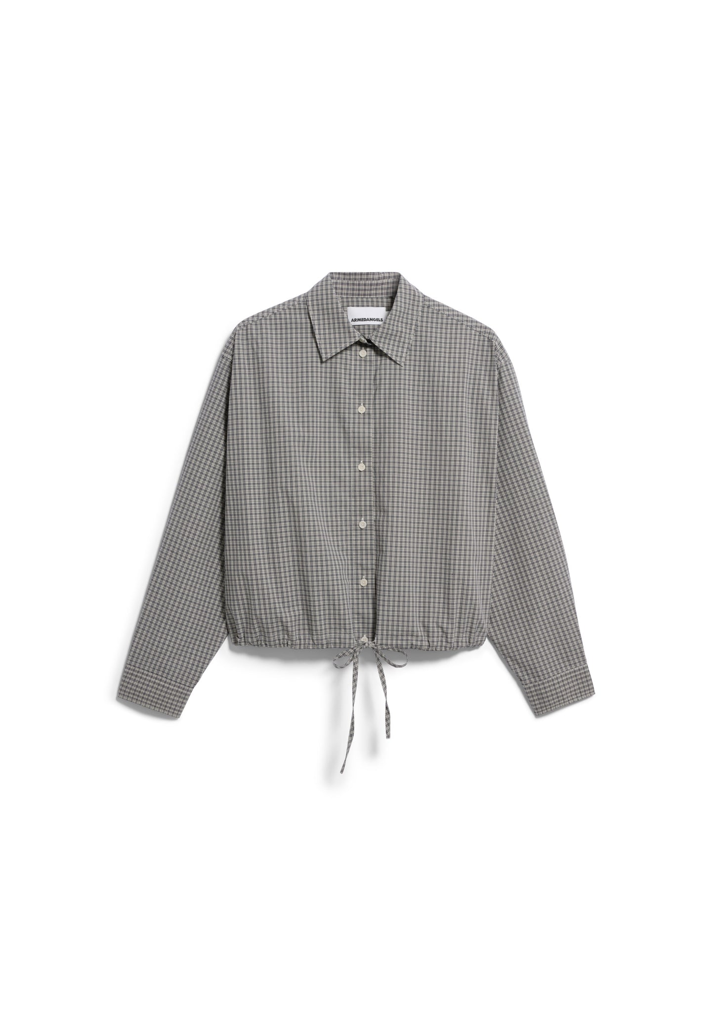 ARMEDANGELS WOMEN MINI-CHECK DRAWSTRING BLOUSE Bluse langarm