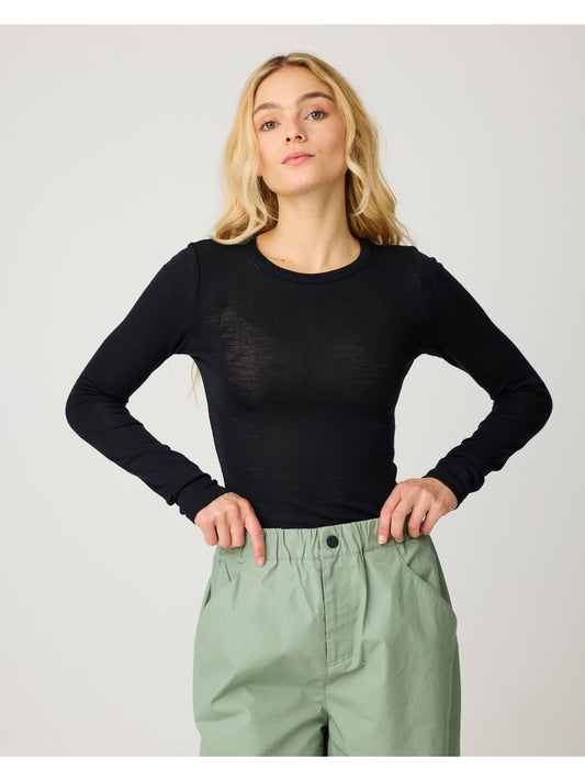 Knowledge Cotton Merino rib long sleeve t-shirt women