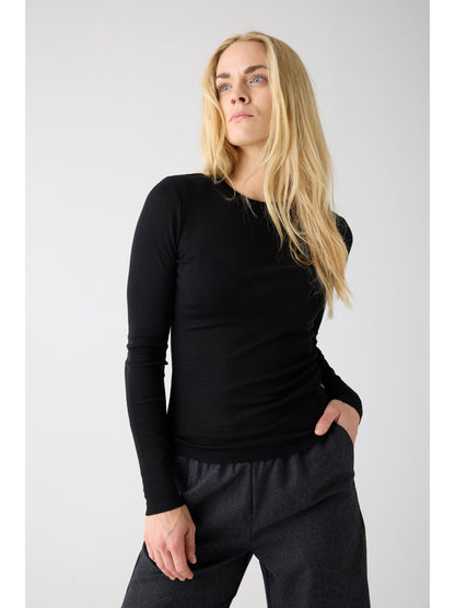 Knowledge Cotton Merino rib long sleeve t-shirt women
