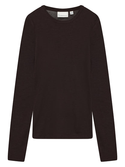 Knowledge Cotton Merino rib long sleeve t-shirt women