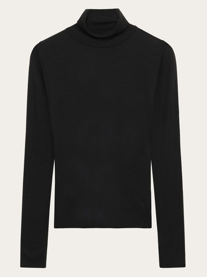 Knowledge Cotton Merino rib long sleeve roll-neck women
