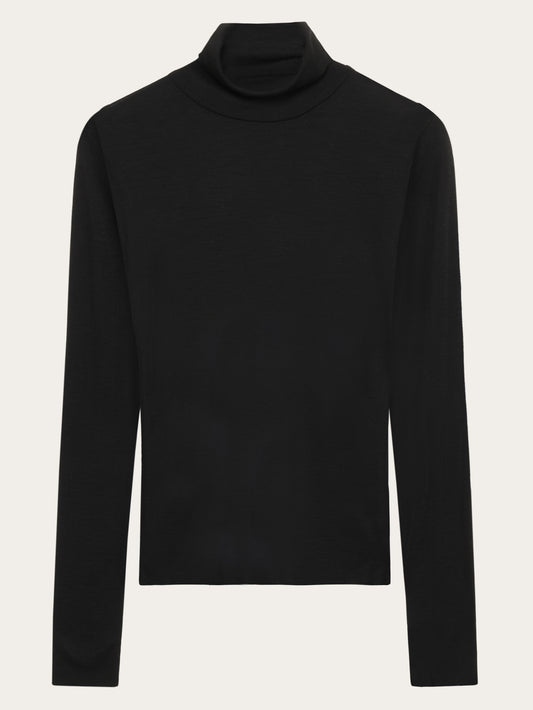 Knowledge Cotton Merino rib long sleeve roll-neck women