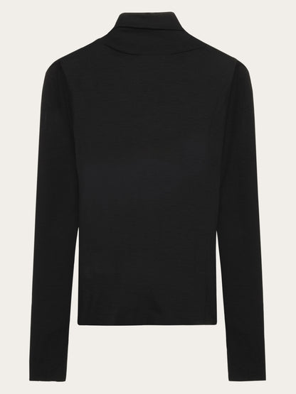 Knowledge Cotton Merino rib long sleeve roll-neck women