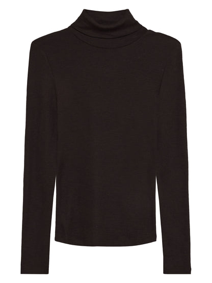 Knowledge Cotton Merino rib long sleeve roll-neck women