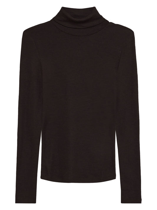 Knowledge Cotton Merino rib long sleeve roll-neck women