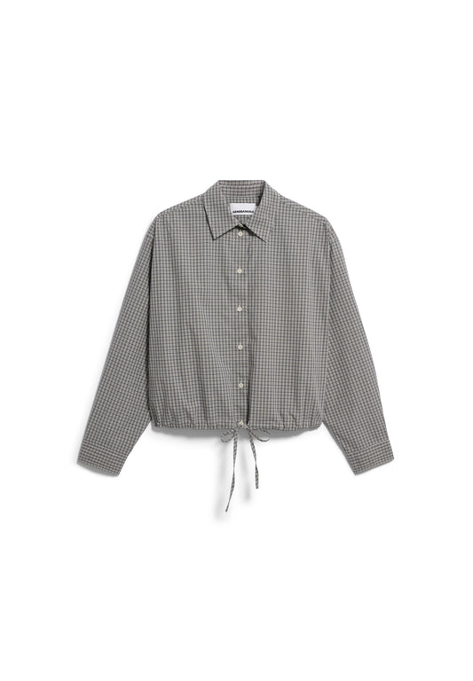 ARMEDANGELS WOMEN MINI-CHECK DRAWSTRING BLOUSE Bluse langarm