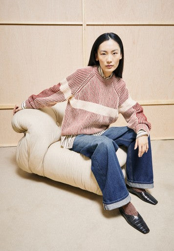 ARMEDANGELS WOMEN RIB ARTWORK KNIT SWEATER Strick Pullover