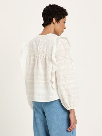 LANIUS 14638 Stickereibluse mit Volant