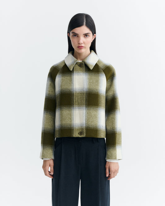 THINKING MU WOMAN GREEN CHECKS DARIA JACKET