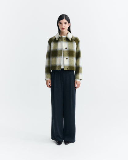 THINKING MU WOMAN GREEN CHECKS DARIA JACKET