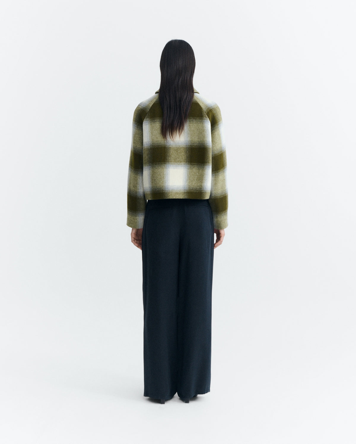 THINKING MU WOMAN GREEN CHECKS DARIA JACKET