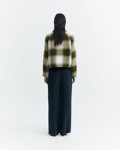 THINKING MU WOMAN GREEN CHECKS DARIA JACKET