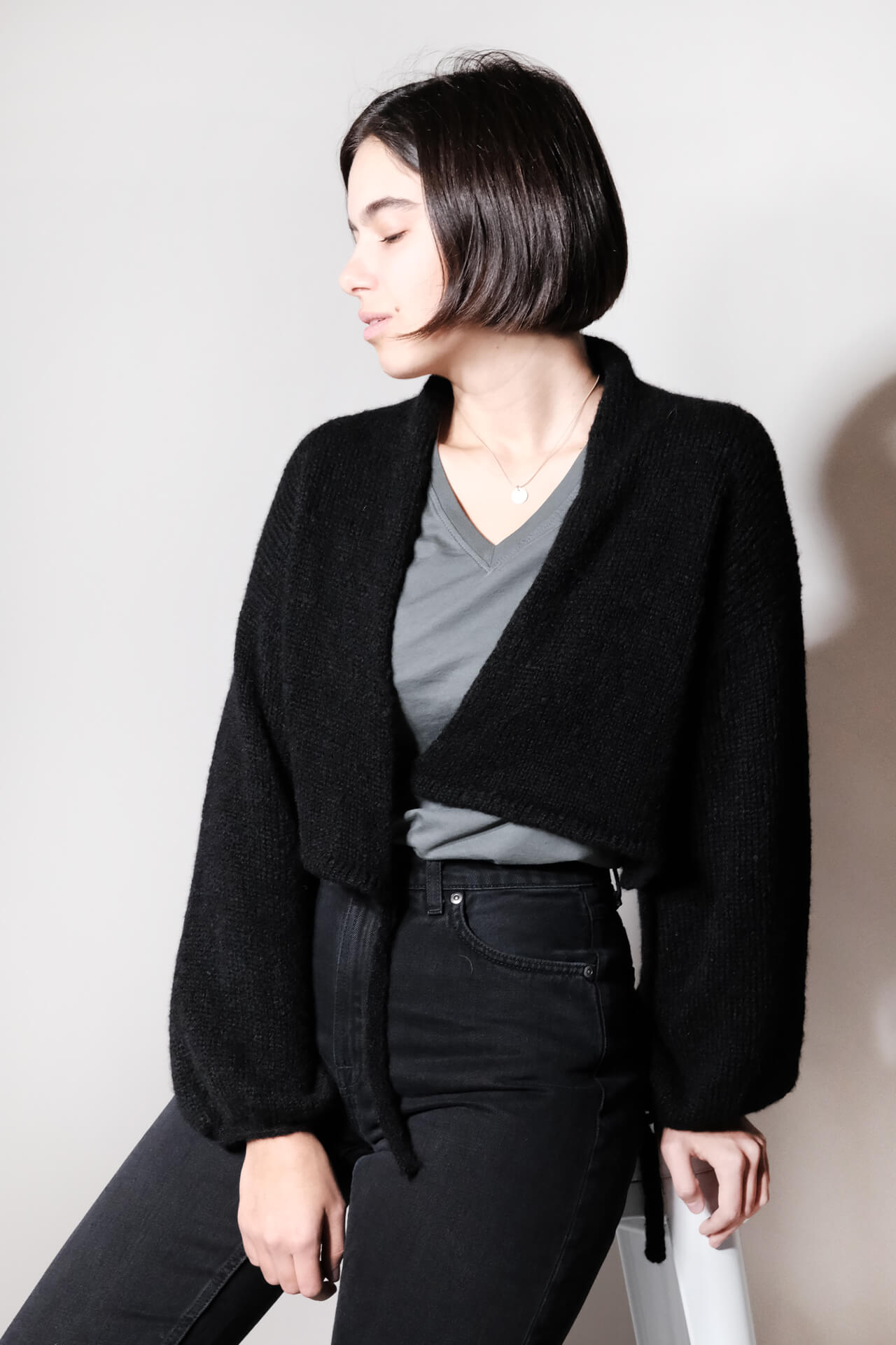 amon 1121505 fluffy puffed sleeve cardigan