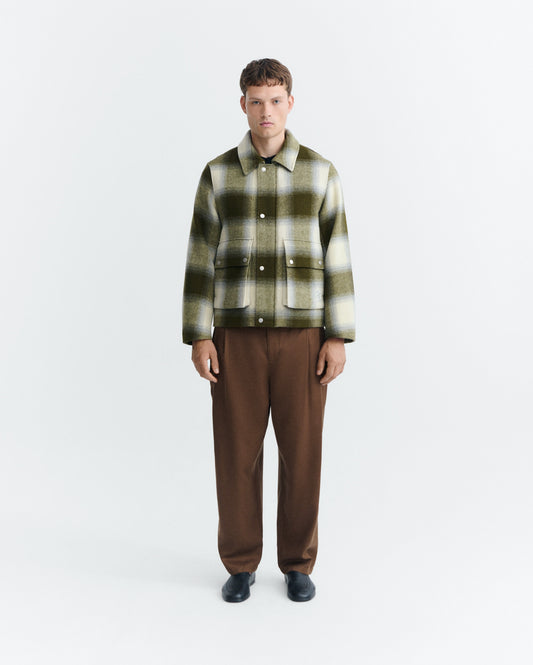 THINKING MU MAN GREEN CHECKS CALLUM JACKET