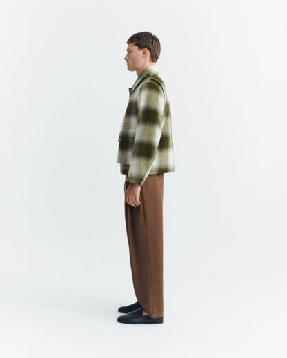 THINKING MU MAN GREEN CHECKS CALLUM JACKET