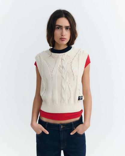 Thinking MU  ECRU ARIA KNITTED VEST