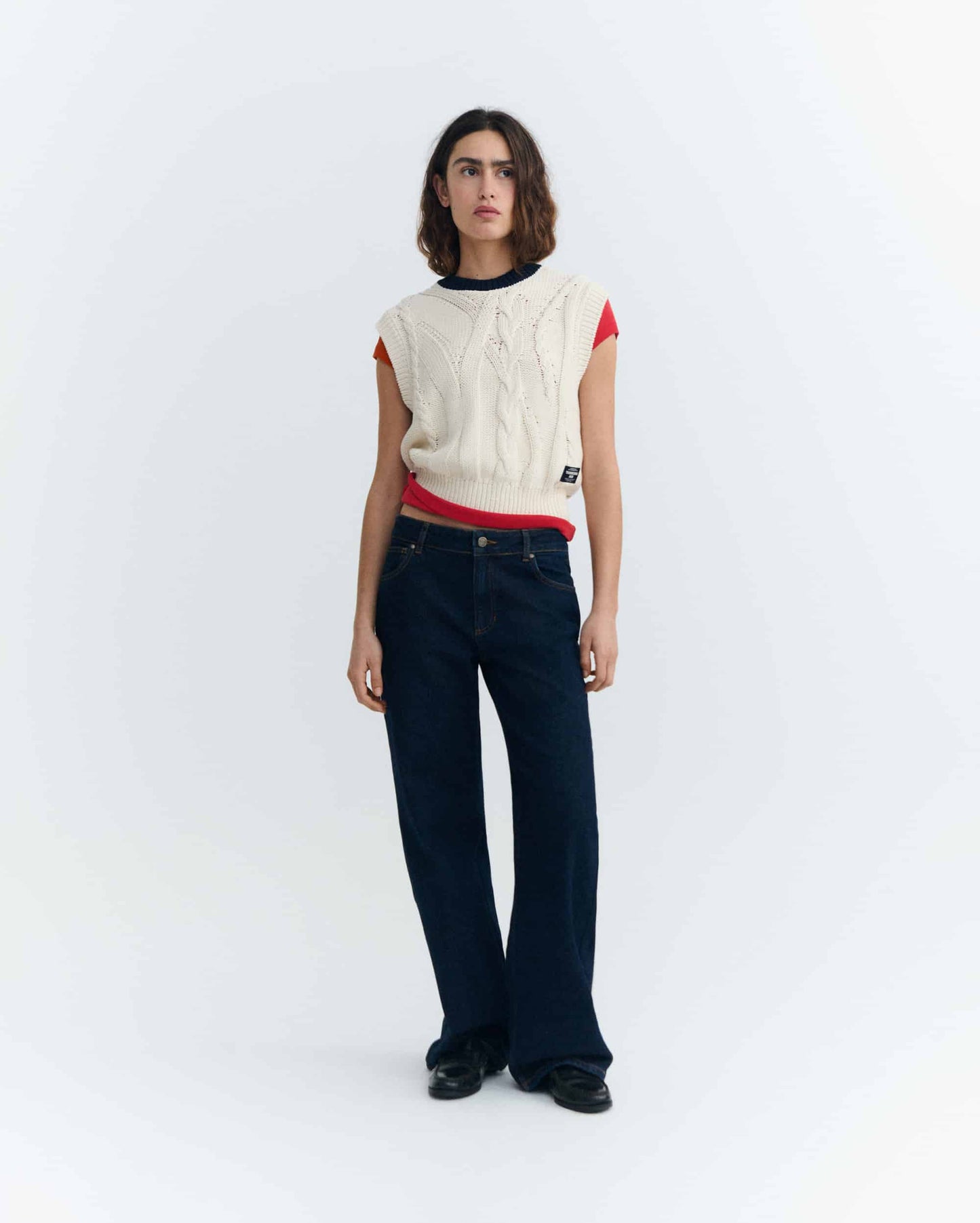 Thinking MU  ECRU ARIA KNITTED VEST