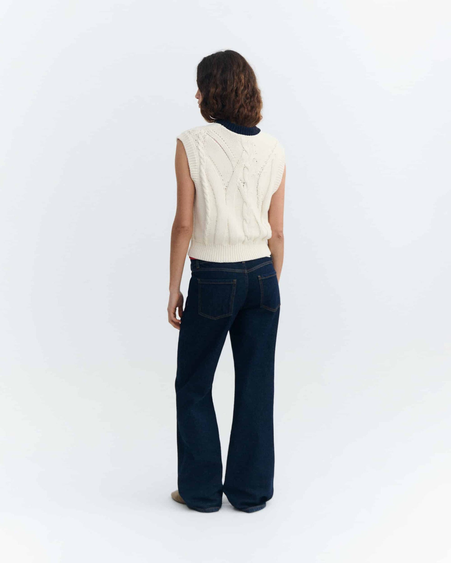 Thinking MU  ECRU ARIA KNITTED VEST