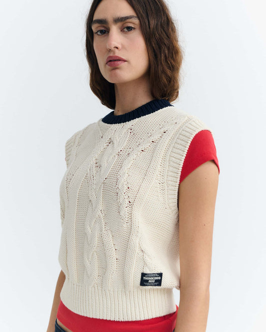 Thinking MU  ECRU ARIA KNITTED VEST