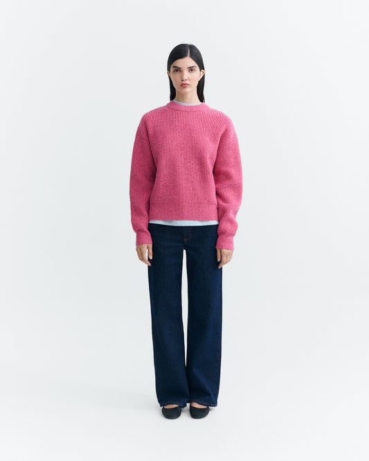 THINKING MU WOMAN PINK CARMEN KNITTED SWEATER