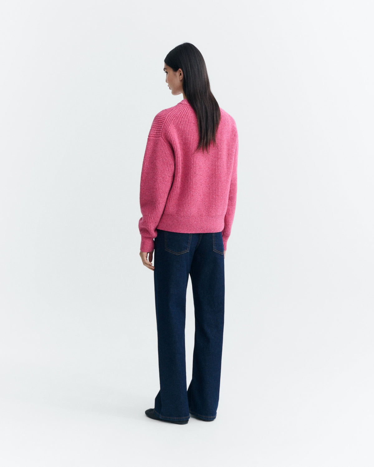 THINKING MU WOMAN PINK CARMEN KNITTED SWEATER
