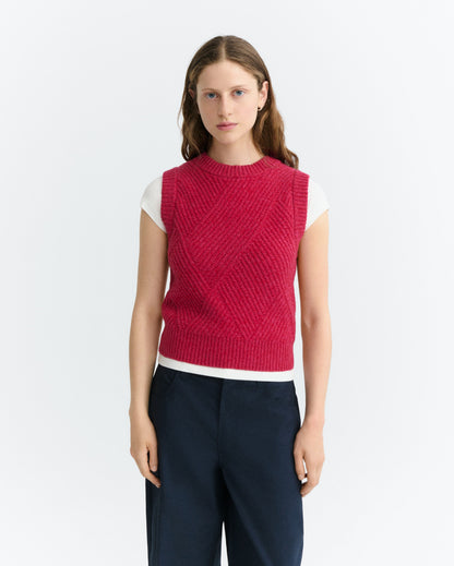 THINKING MU WOMAN RED KAIA KNITTED VEST