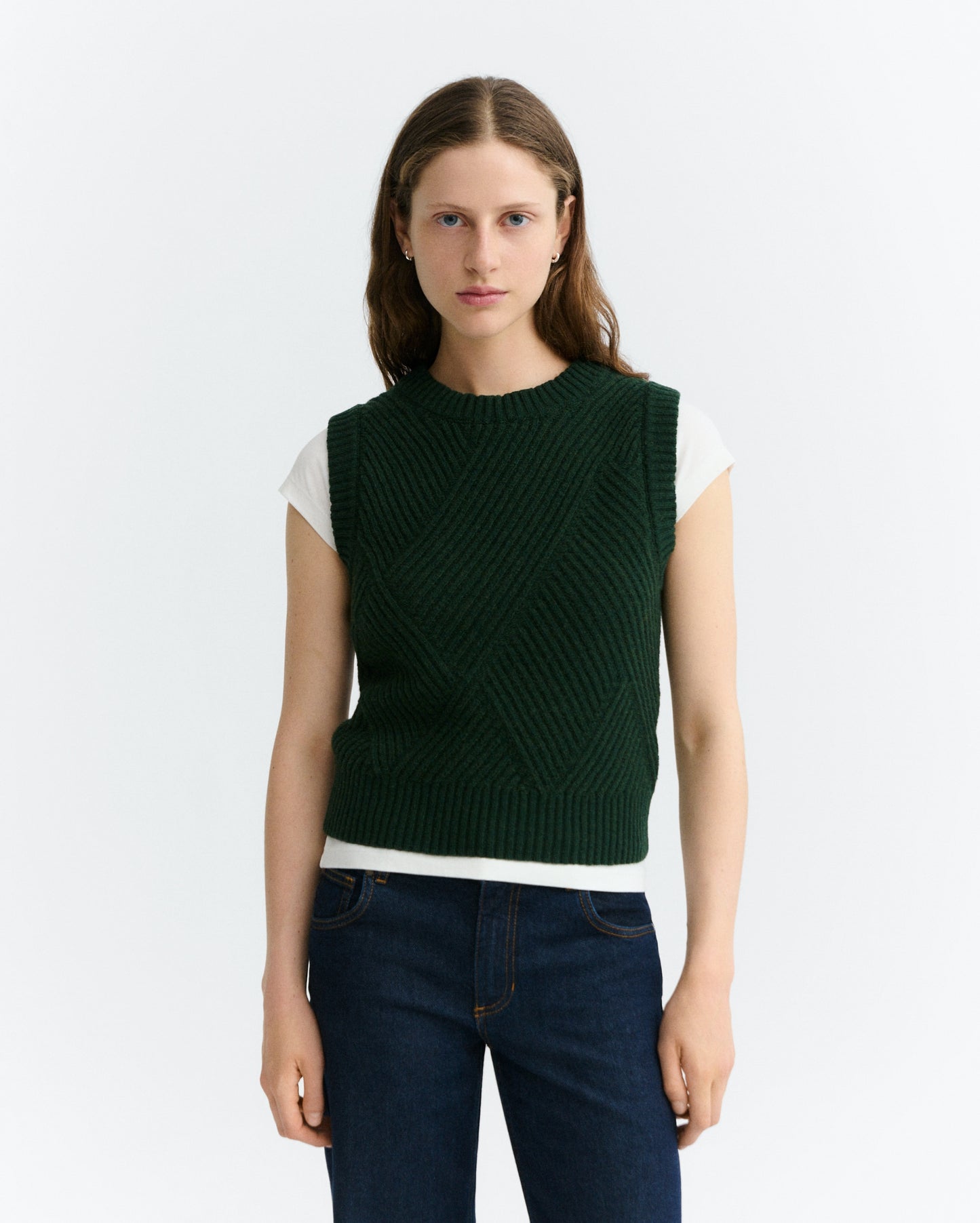 THINKING MU WOMAN GREEN KAIA KNITTED VEST