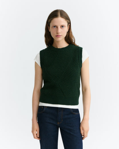 THINKING MU WOMAN GREEN KAIA KNITTED VEST