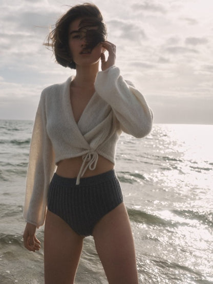 amon 1121505 fluffy puffed sleeve cardigan